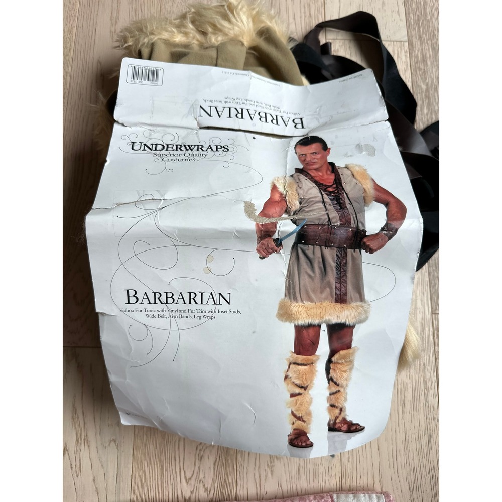 Underwraps Barbarian Costume Mens One Size Tan Faux Fur Tunic Viking Cosplay Set